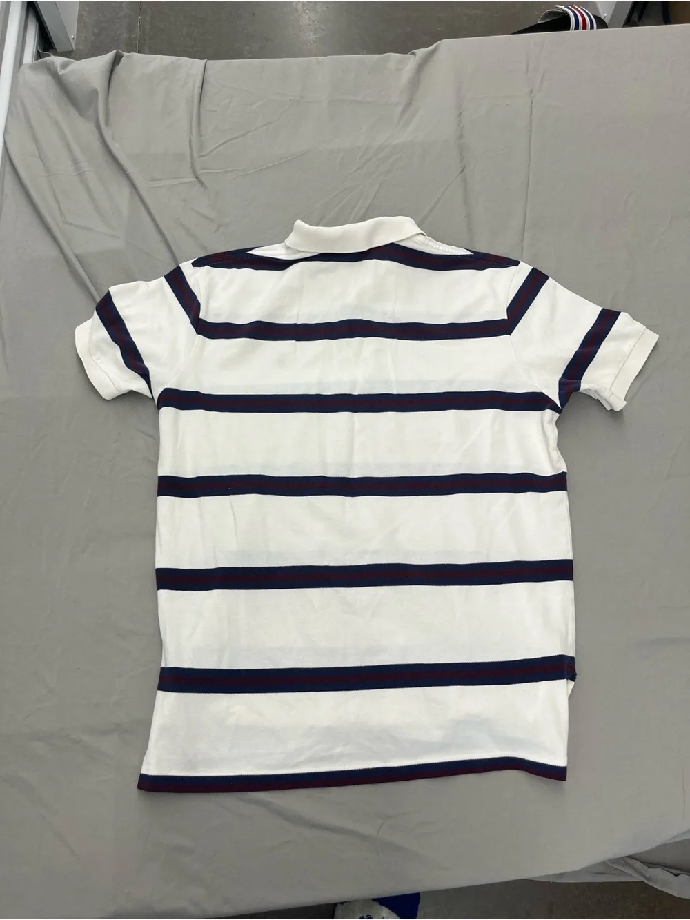 Ralph Lauren White Polo with Navy & Red Stripes Size Large